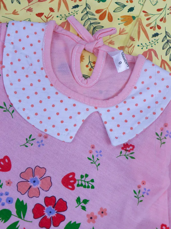 0Mth - 3Mth Flower Peach Baby Suit For Newborn NBS82