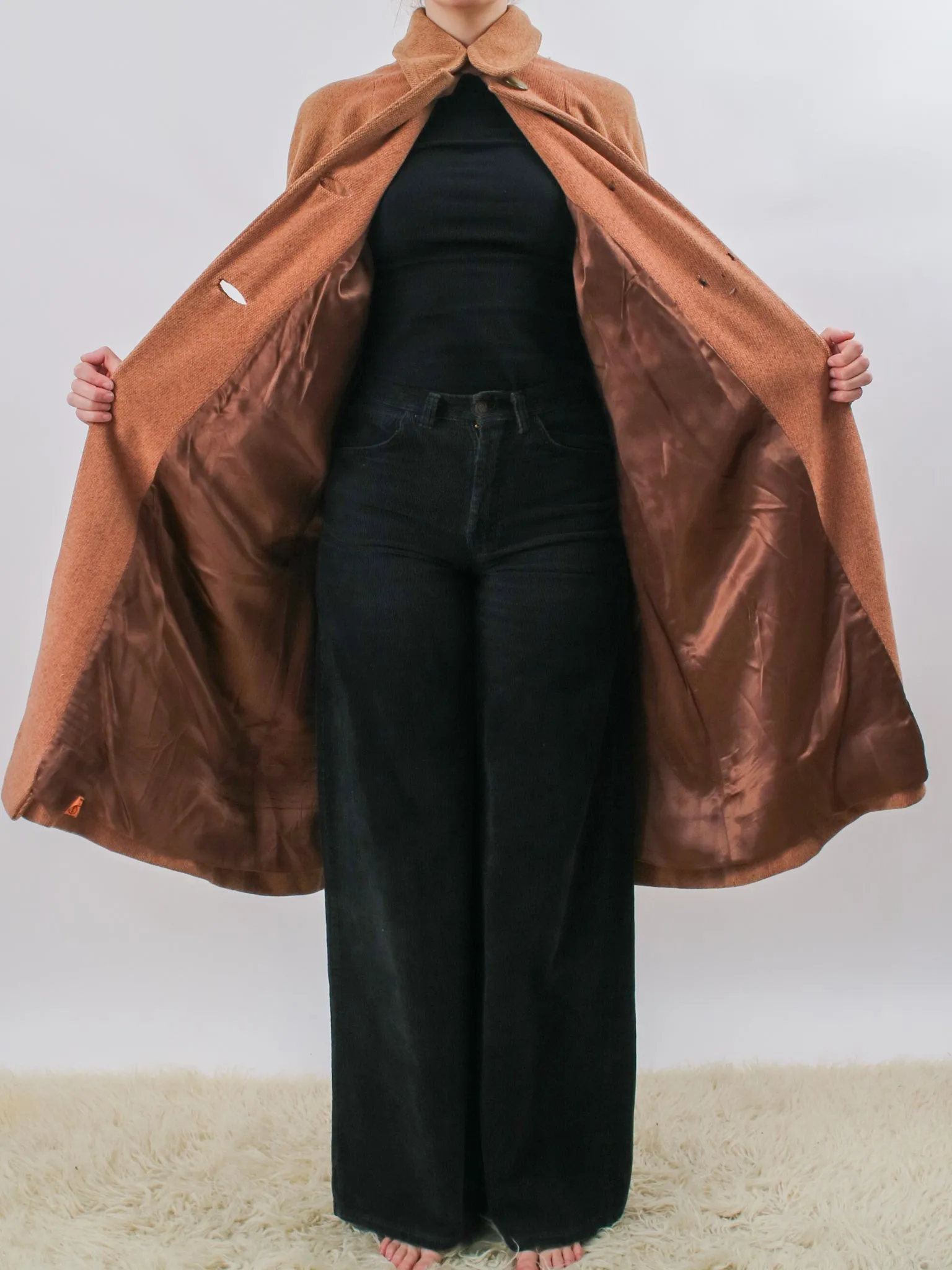 1950s Oversized Orange Wool Swing Coat
