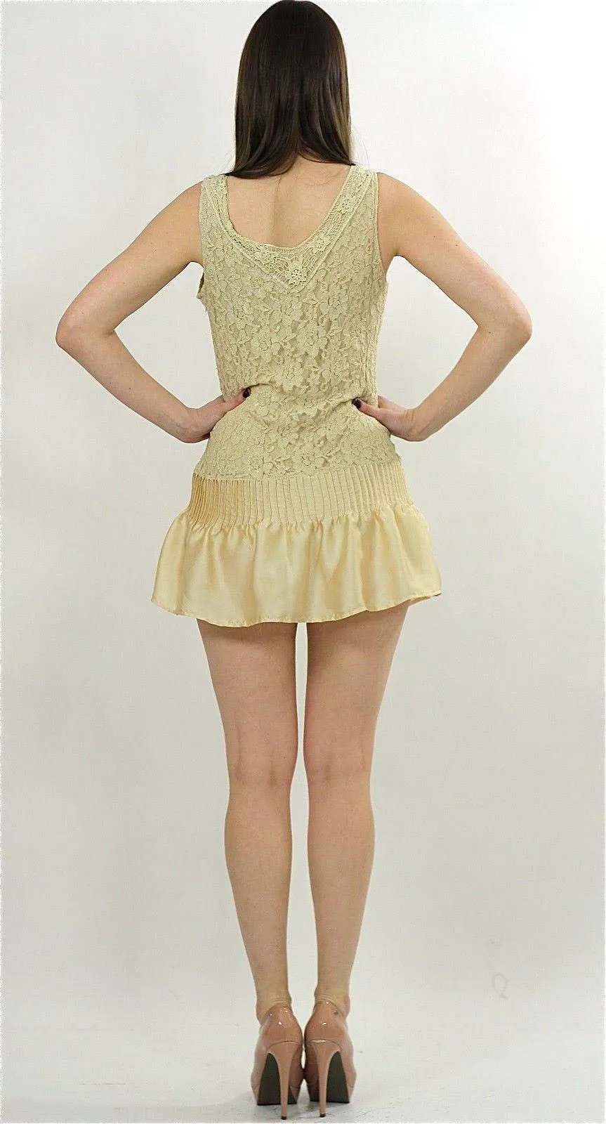 90s Sheer lace Deep V grunge cocktail party mini dress