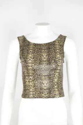 90s wet look snake print top - S