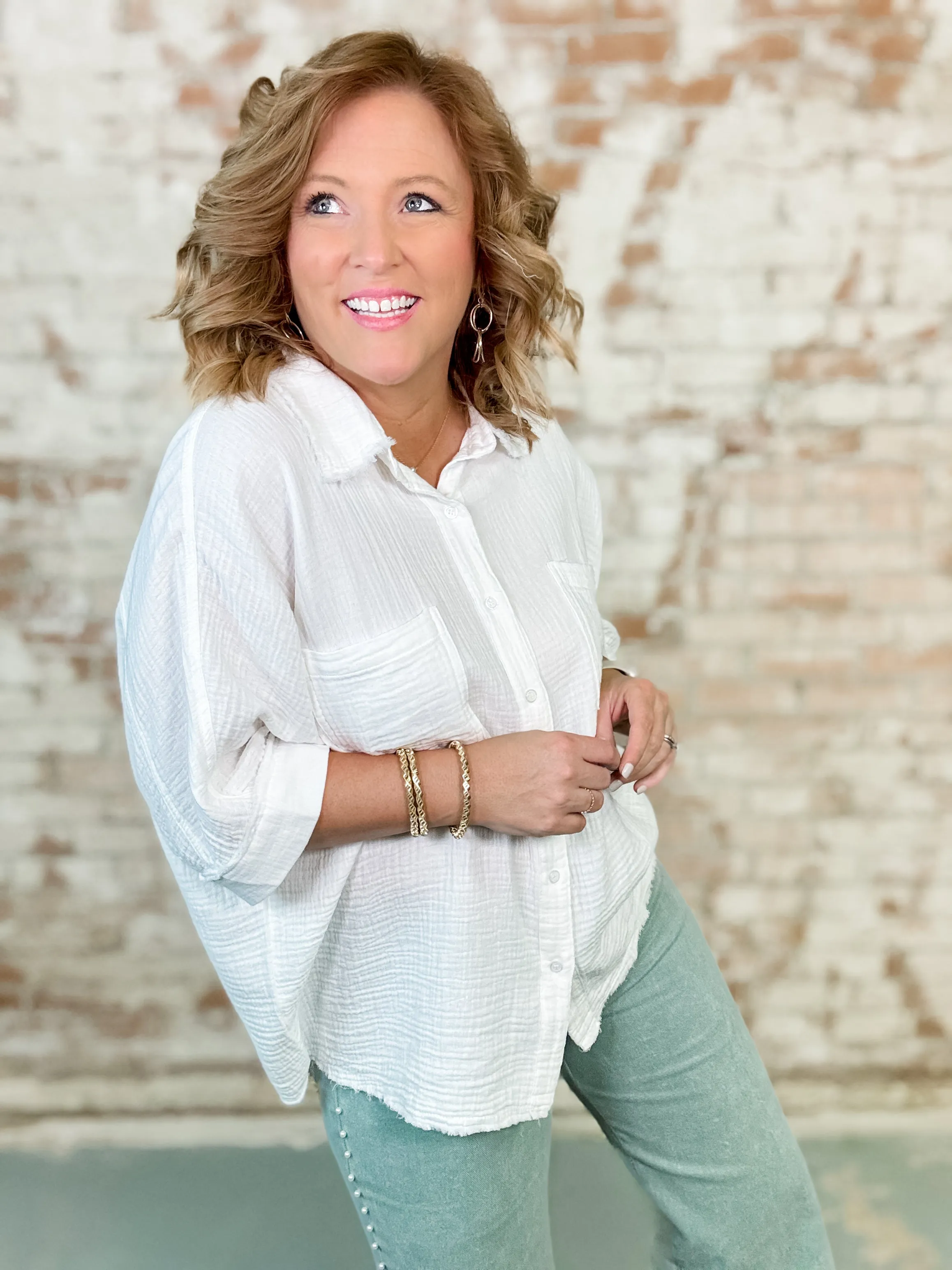 Alexis Button Up Gauze Top
