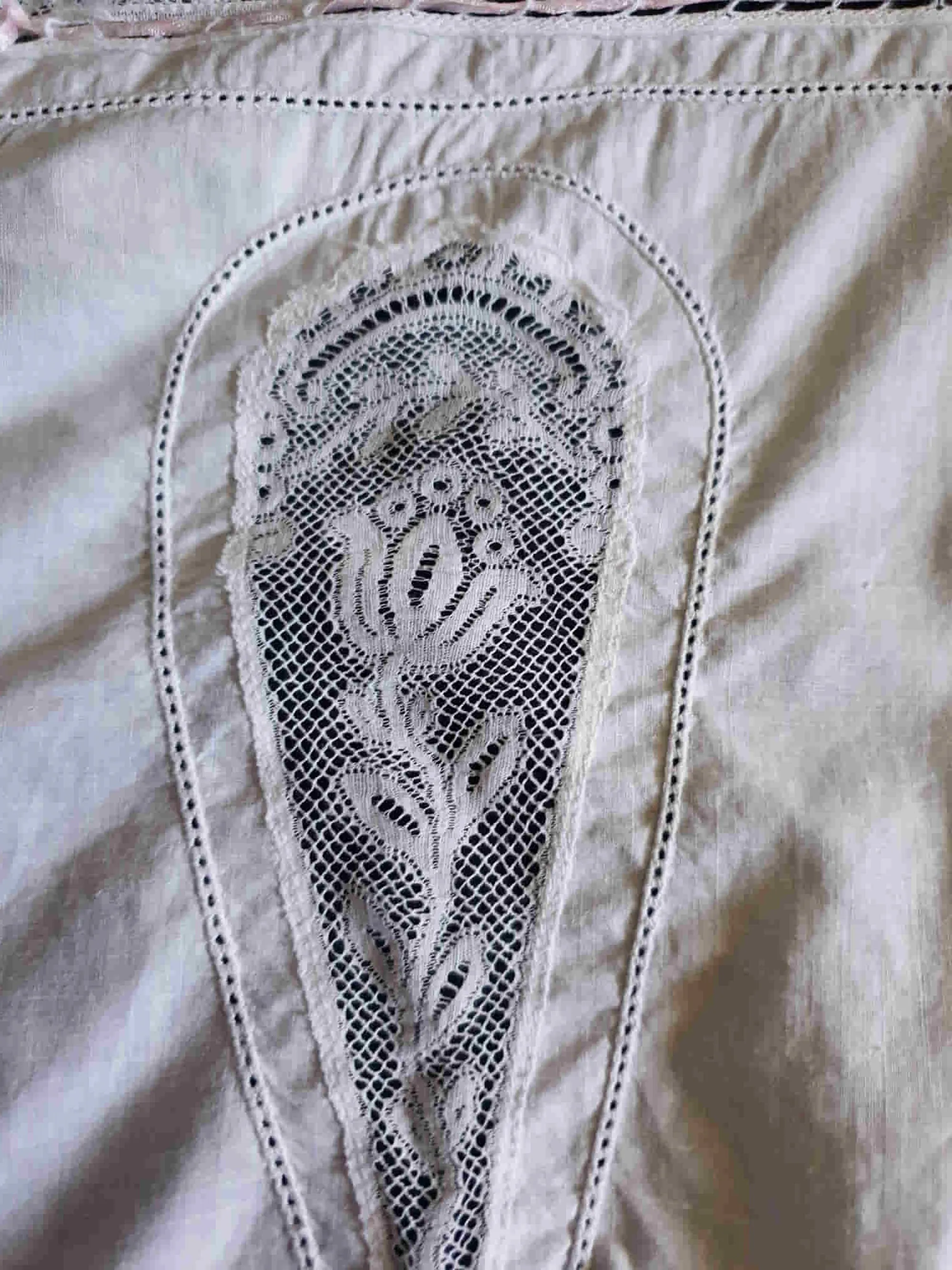 Antique Corset Cover, Camisole, With Lace Panels - M