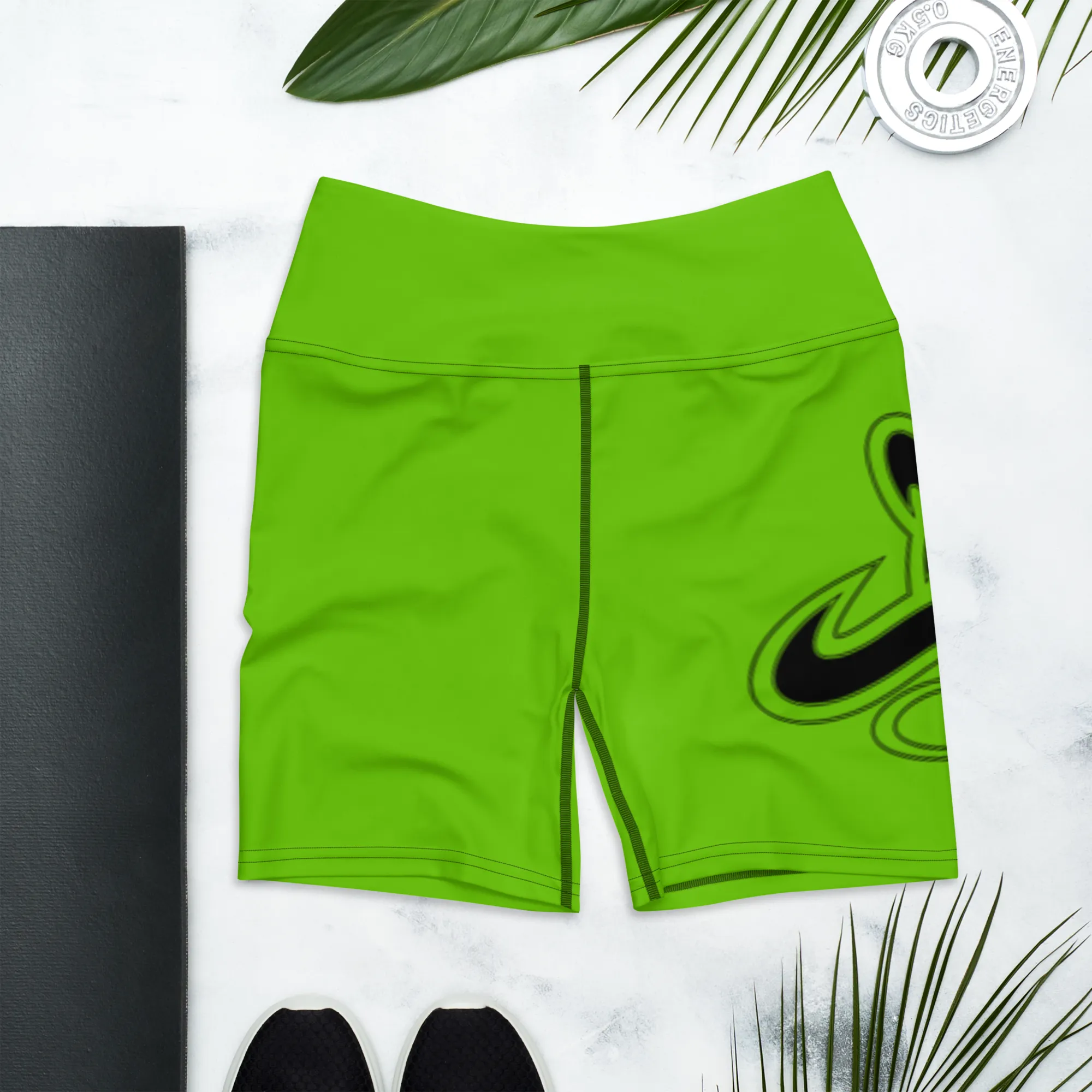 Athletic Apparatus Kelly Green Black logo Yoga Shorts