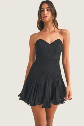 Black Lace Bustier Tube Mini Dress