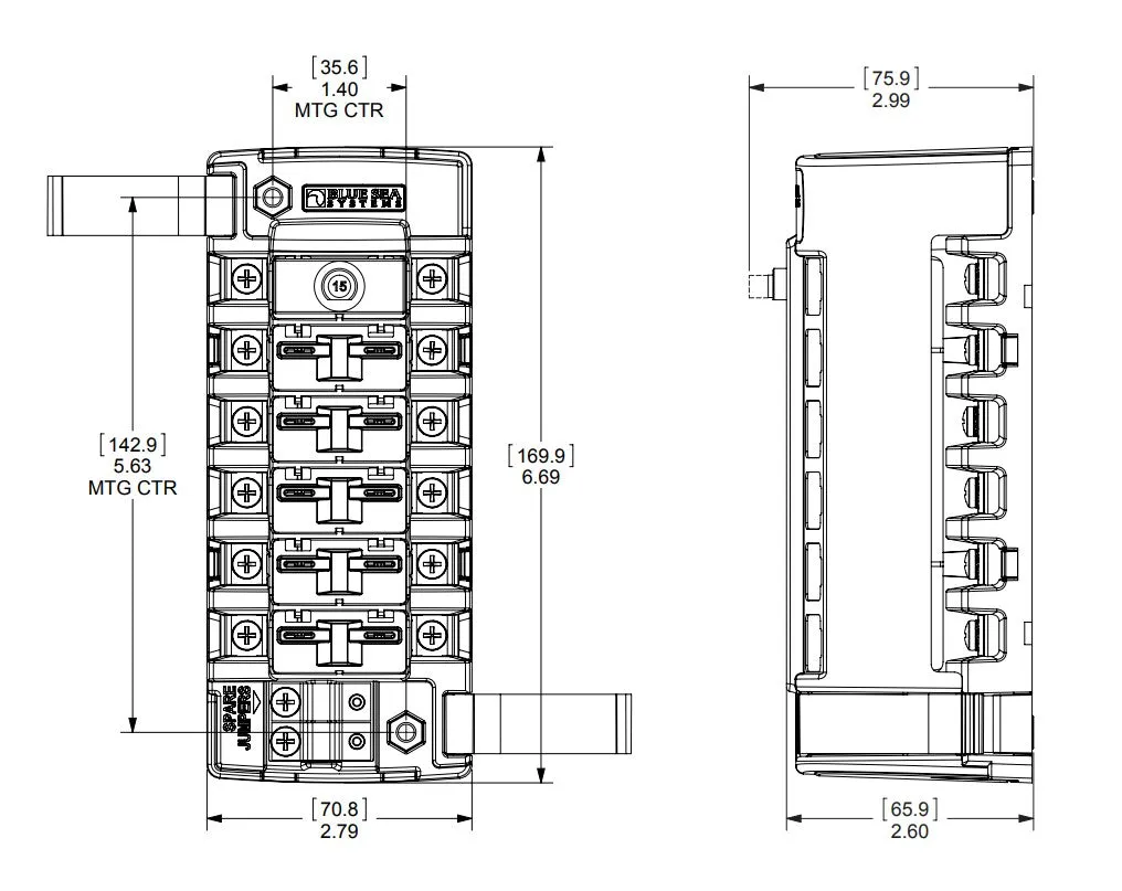 Blue Sea ST CLB Circuit Breaker Block - 6 Independant Circuits