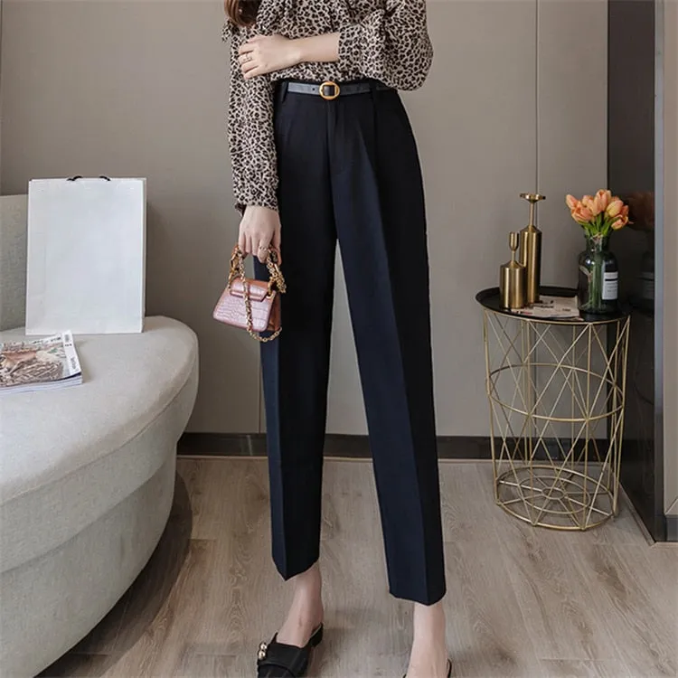 Boss Lady High Waist Belted Pants