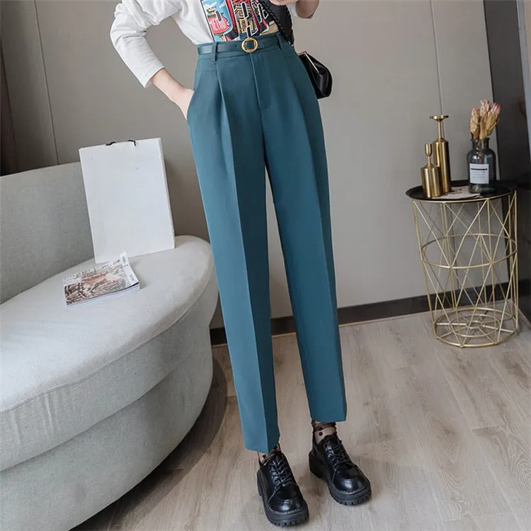 Boss Lady High Waist Belted Pants
