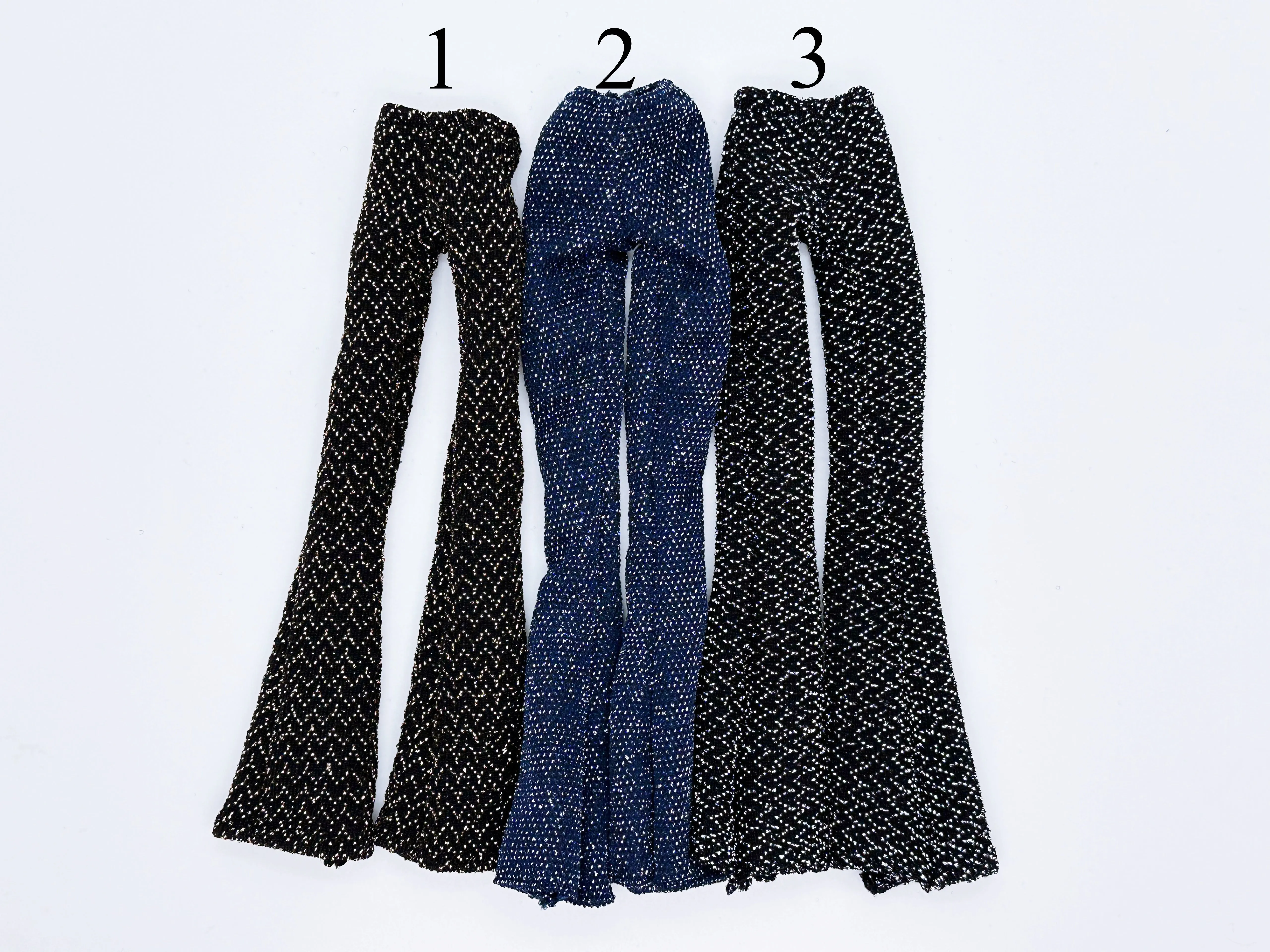 C013C Metallic Glimmer Handmade Flared Pants For 12" Fashion Dolls Like Poppy Parker Fashion Royalty NF Doll