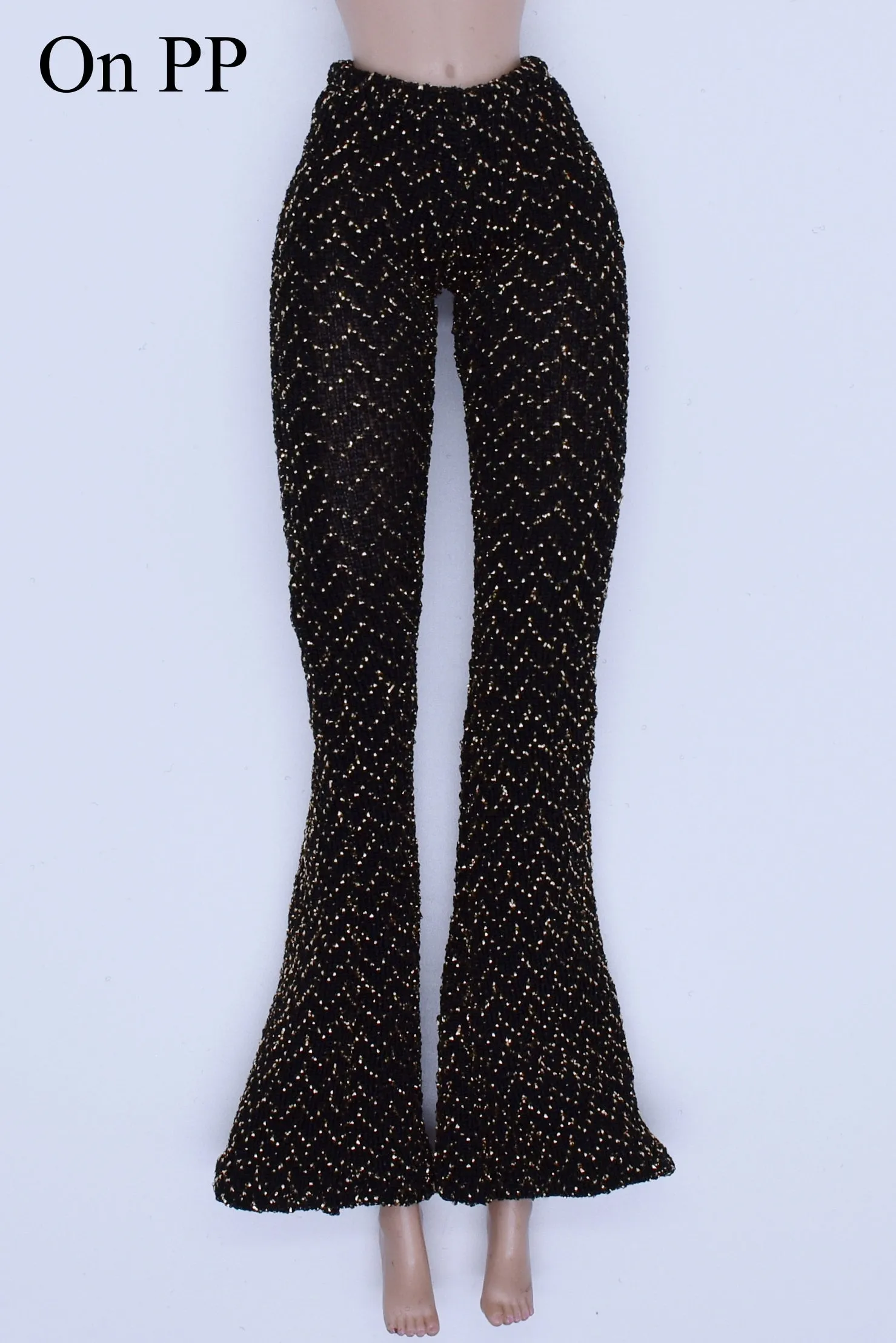 C013C Metallic Glimmer Handmade Flared Pants For 12" Fashion Dolls Like Poppy Parker Fashion Royalty NF Doll