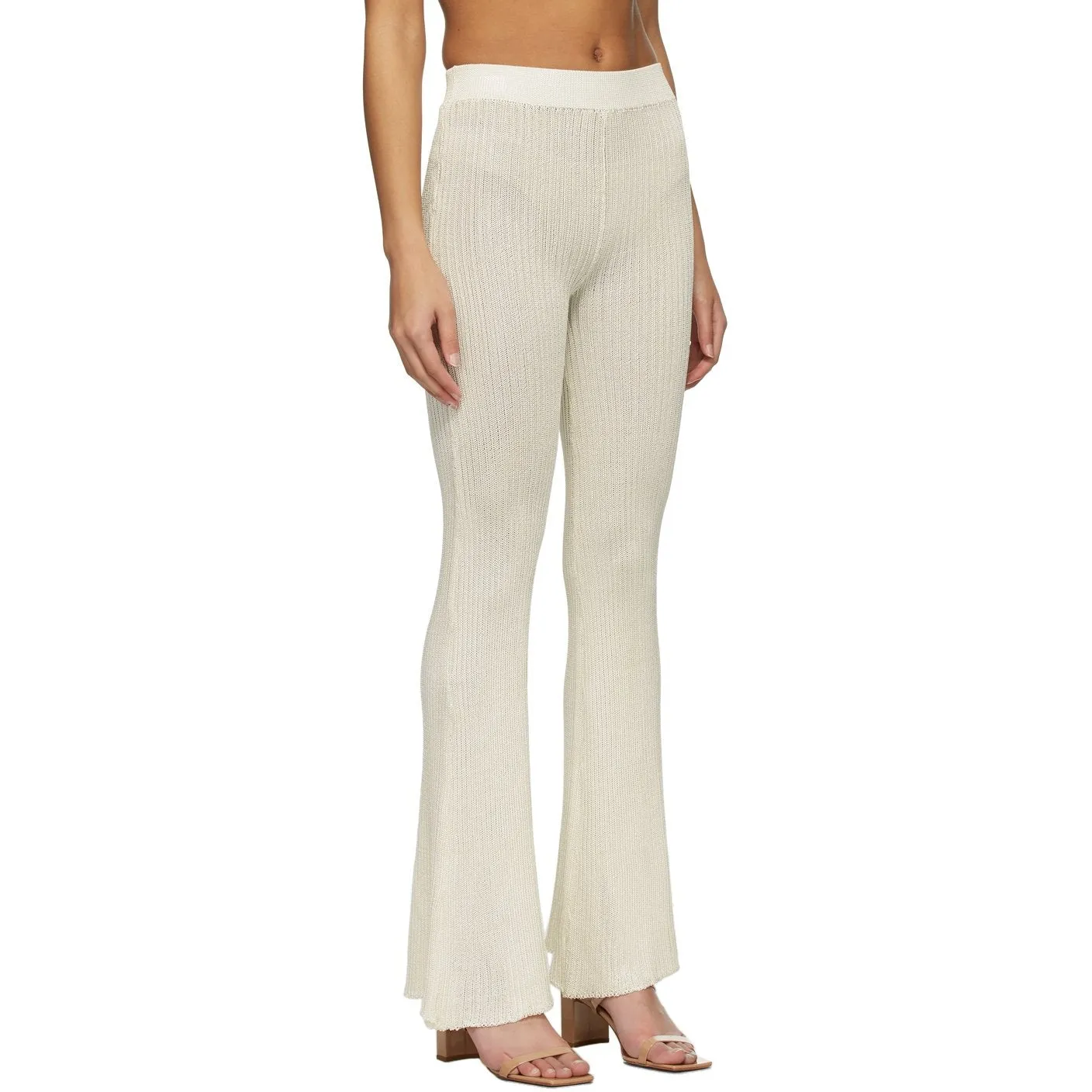 Calle Del Mar Off-White Ribbed Lounge Pants