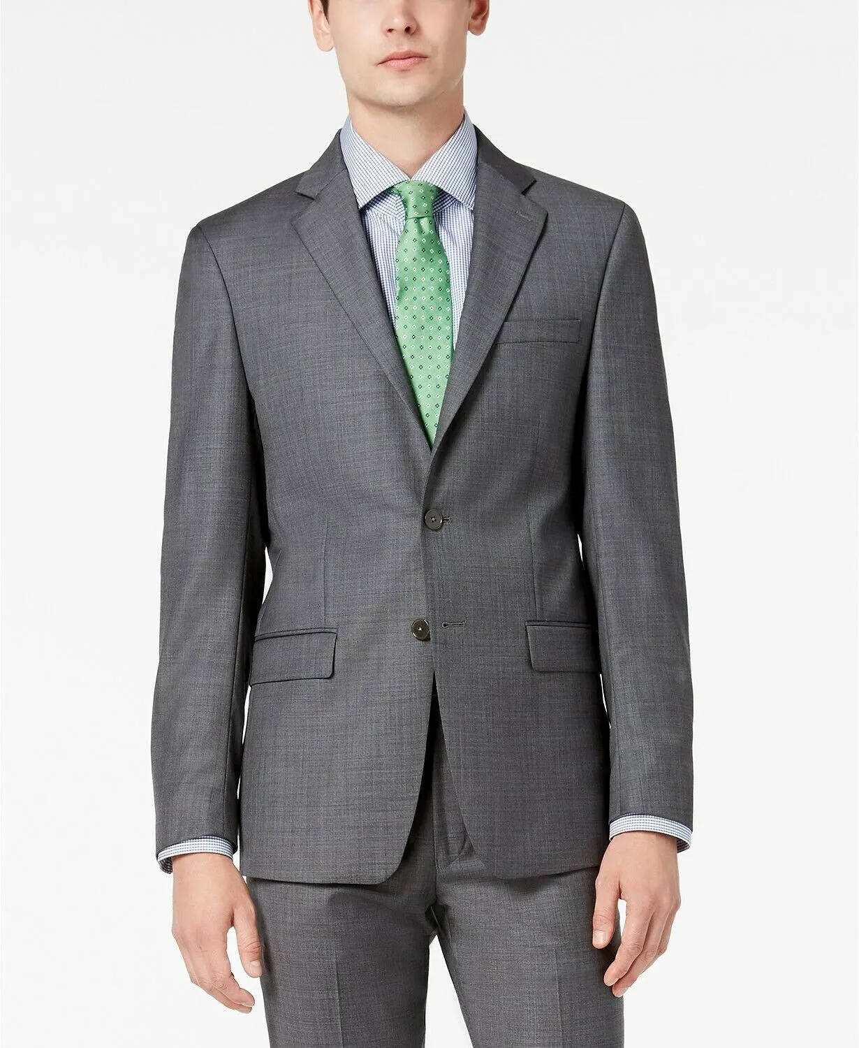 Calvin Klein Mens Slim fit Sport Coat Blazer 46 L Grey Stretch