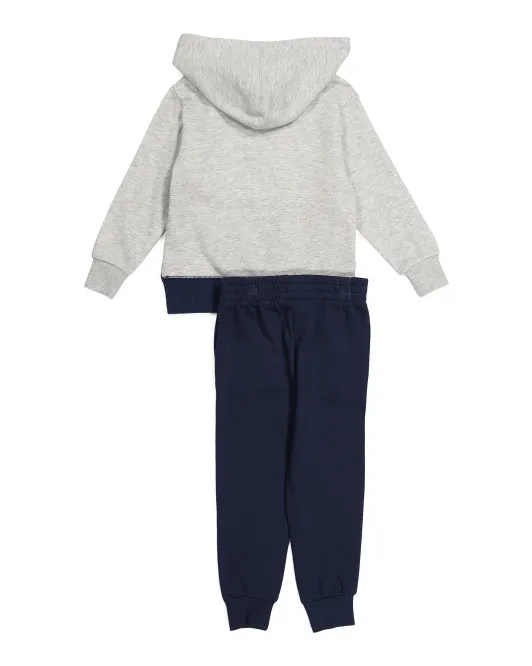 Champion Little Boy Color Block Fleece Hoodie & Patch Joggers Set