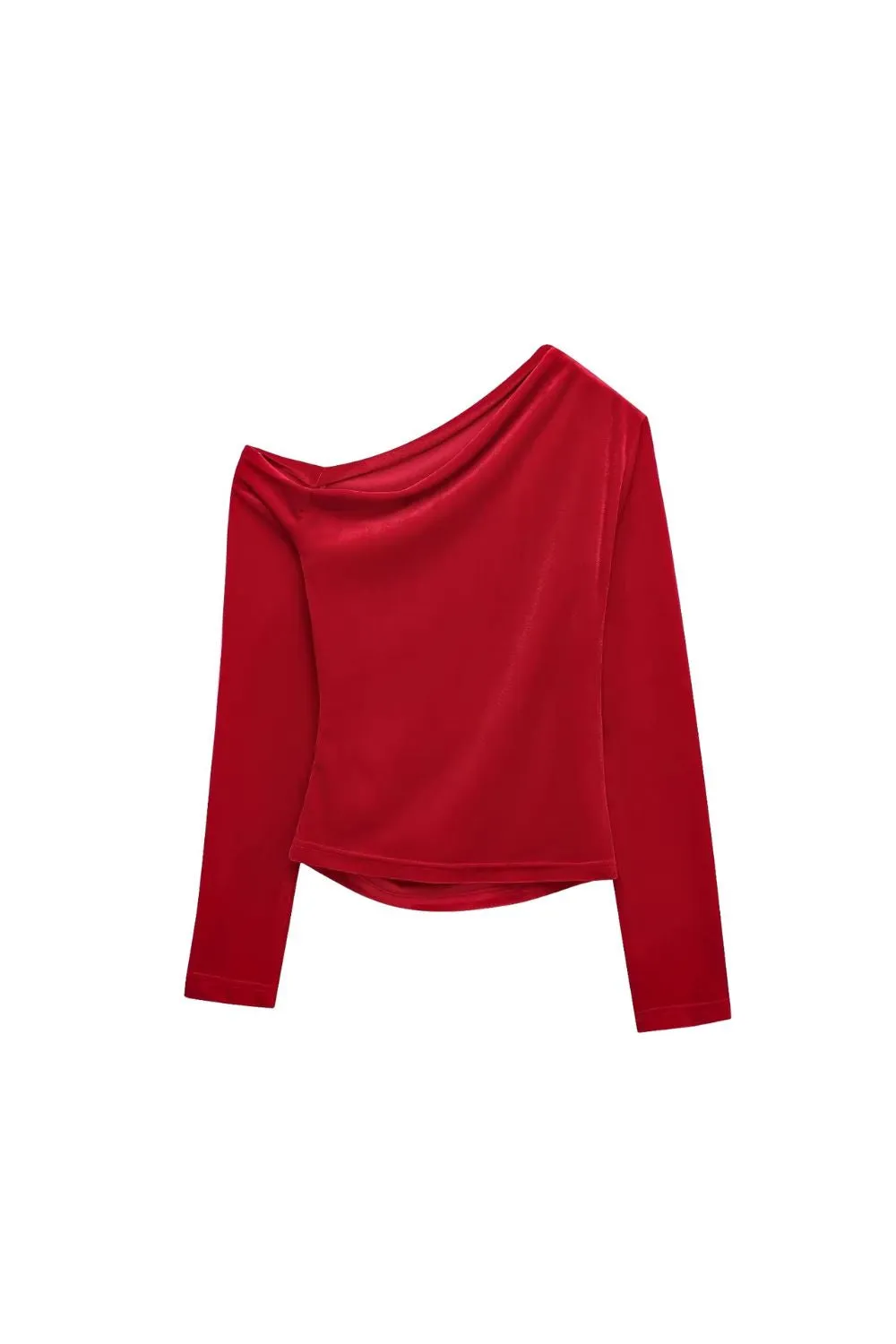 'Claire' Asymmetric Pleated Velvet Top (2 color)