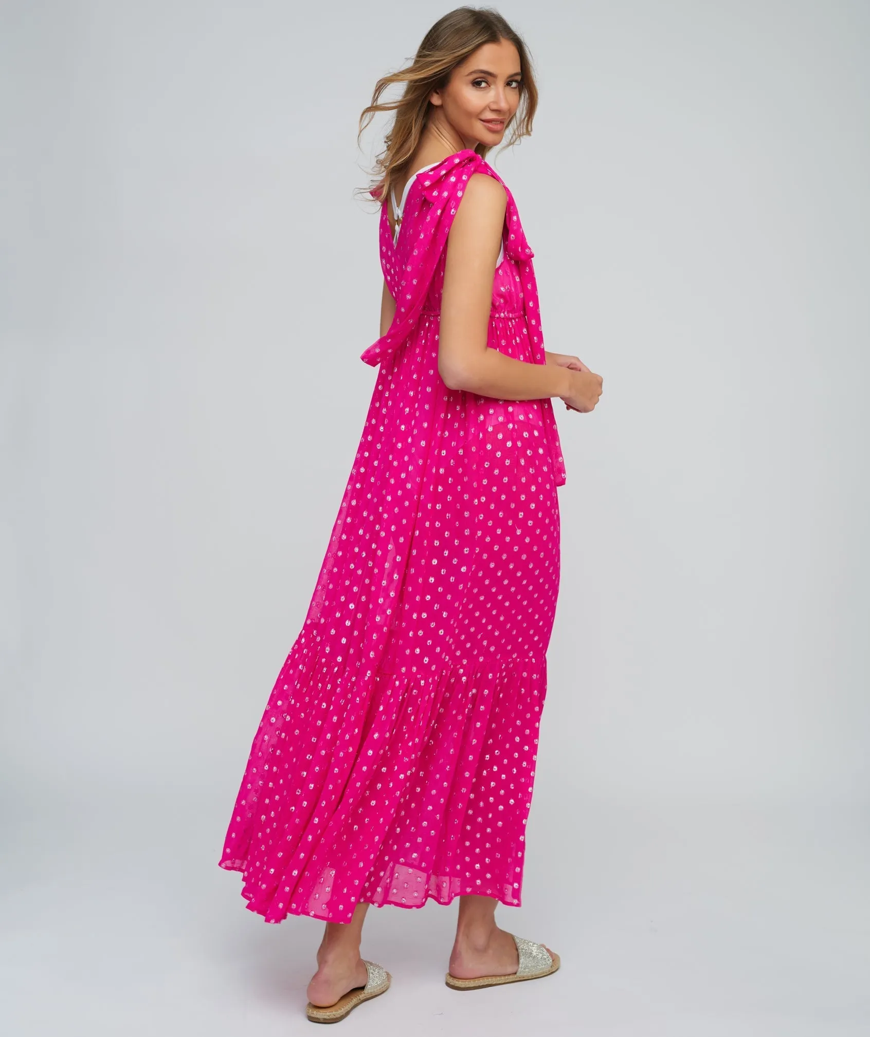 Deep Pink Slip-on Maxi Dress