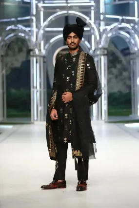 Deepak & Fahad - QASR - Black - Silk - 3 Piece