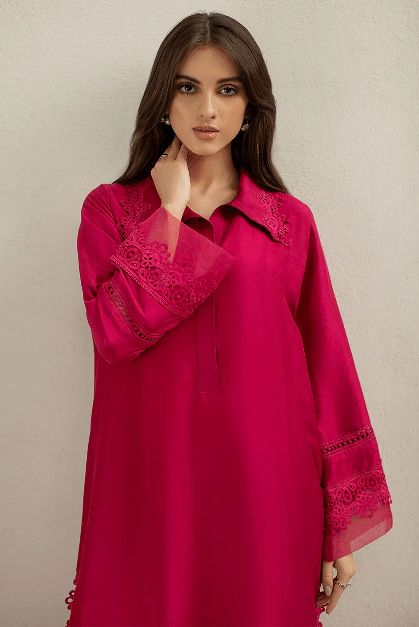 Deepak Perwani - Plum Magenta Raw Silk Co-ord Set