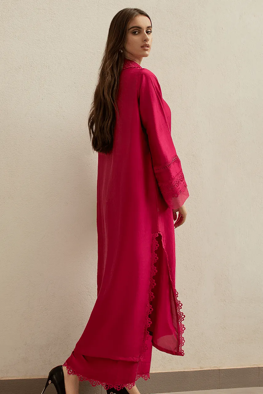 Deepak Perwani - Plum Magenta Raw Silk Co-ord Set
