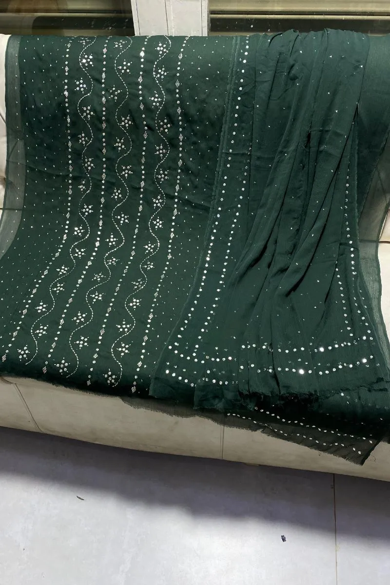 Designs By Amina - Handwork Beautiful Mukesh work - Bamber Chiffon - 2 Piece - Unstitch - 07