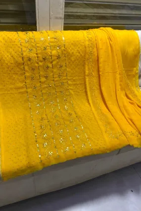 Designs By Amina - Handwork Beautiful Mukesh work - Bamber Chiffon - 2 Piece - Unstitch - 08