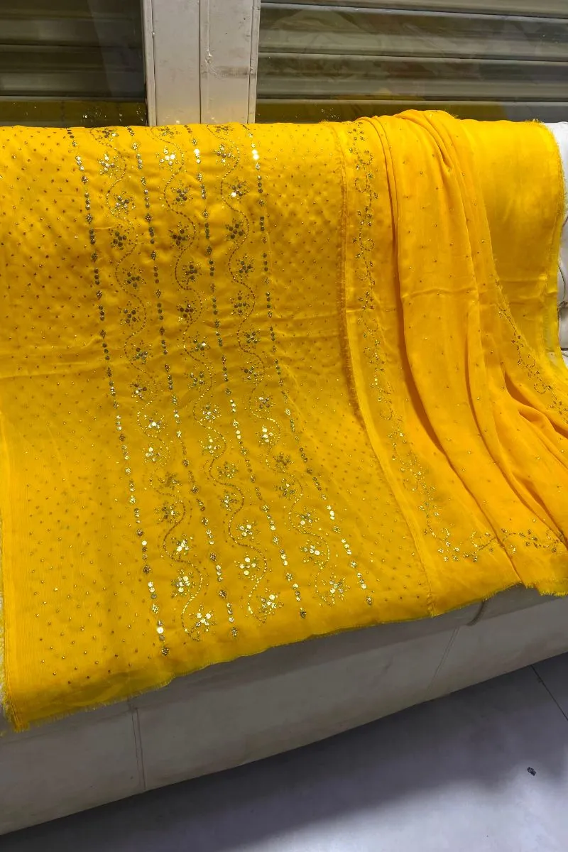 Designs By Amina - Handwork Beautiful Mukesh work - Bamber Chiffon - 2 Piece - Unstitch - 08