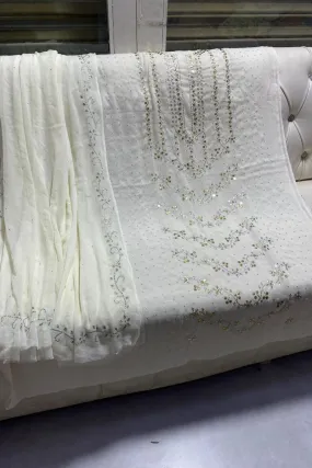 Designs By Amina - Handwork Beautiful Mukesh work - Bamber Chiffon - 2 Piece - Unstitch - 10