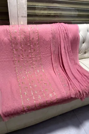 Designs By Amina - Handwork Beautiful Mukesh work - Bamber Chiffon - 2 Piece - Unstitch - 15