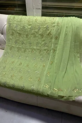 Designs By Amina - Handwork Beautiful Mukesh work - Bamber Chiffon - 2 Piece - Unstitch - 16