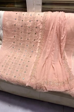 Designs By Amina - Handwork Beautiful Mukesh work - Bamber Chiffon - 2 Piece - Unstitch - 17