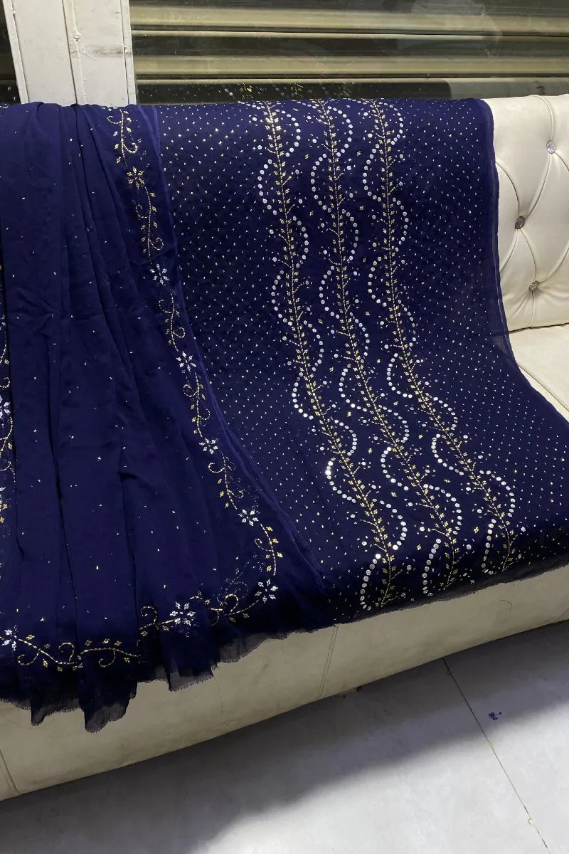 Designs By Amina - Handwork Beautiful Mukesh work - Bamber Chiffon - 2 Piece - Unstitch - 19