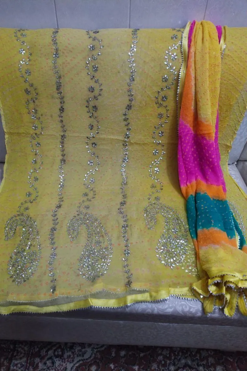 Designs By Amina - Mukesh Hand work - Pure Chiffon - 2 Piece Suit - shirt and dupatta - 1