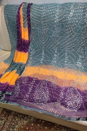 Designs By Amina - Mukesh Hand work - Pure Chiffon - 2 Piece Suit - shirt and dupatta - 3