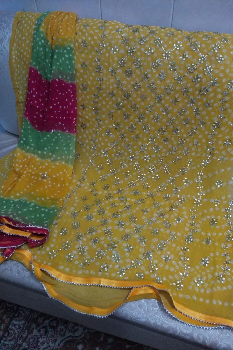 Designs By Amina - Mukesh Hand work - Pure Chiffon - 2 Piece Suit - shirt and dupatta - 4