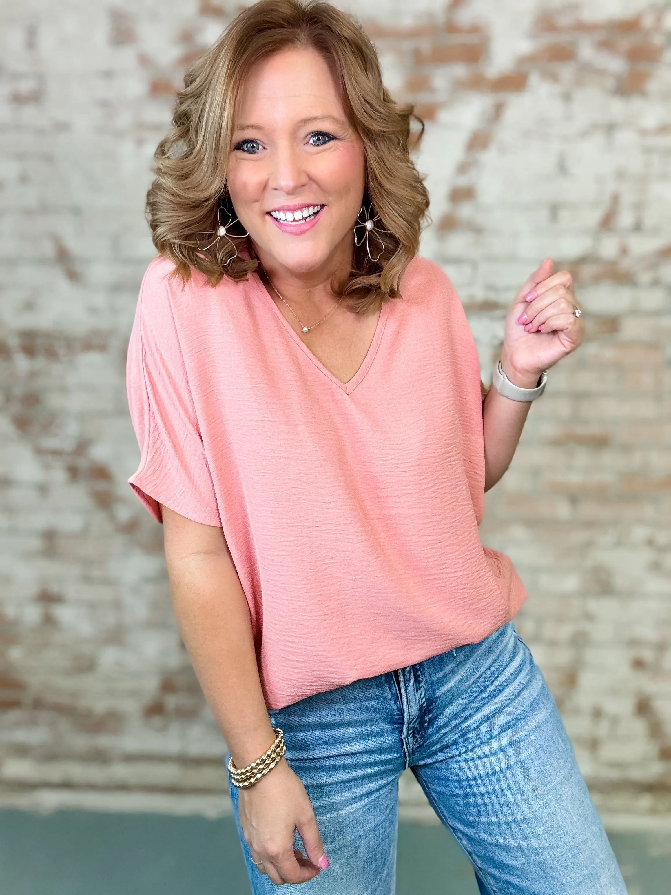 Ellie Solid V-Neck Top