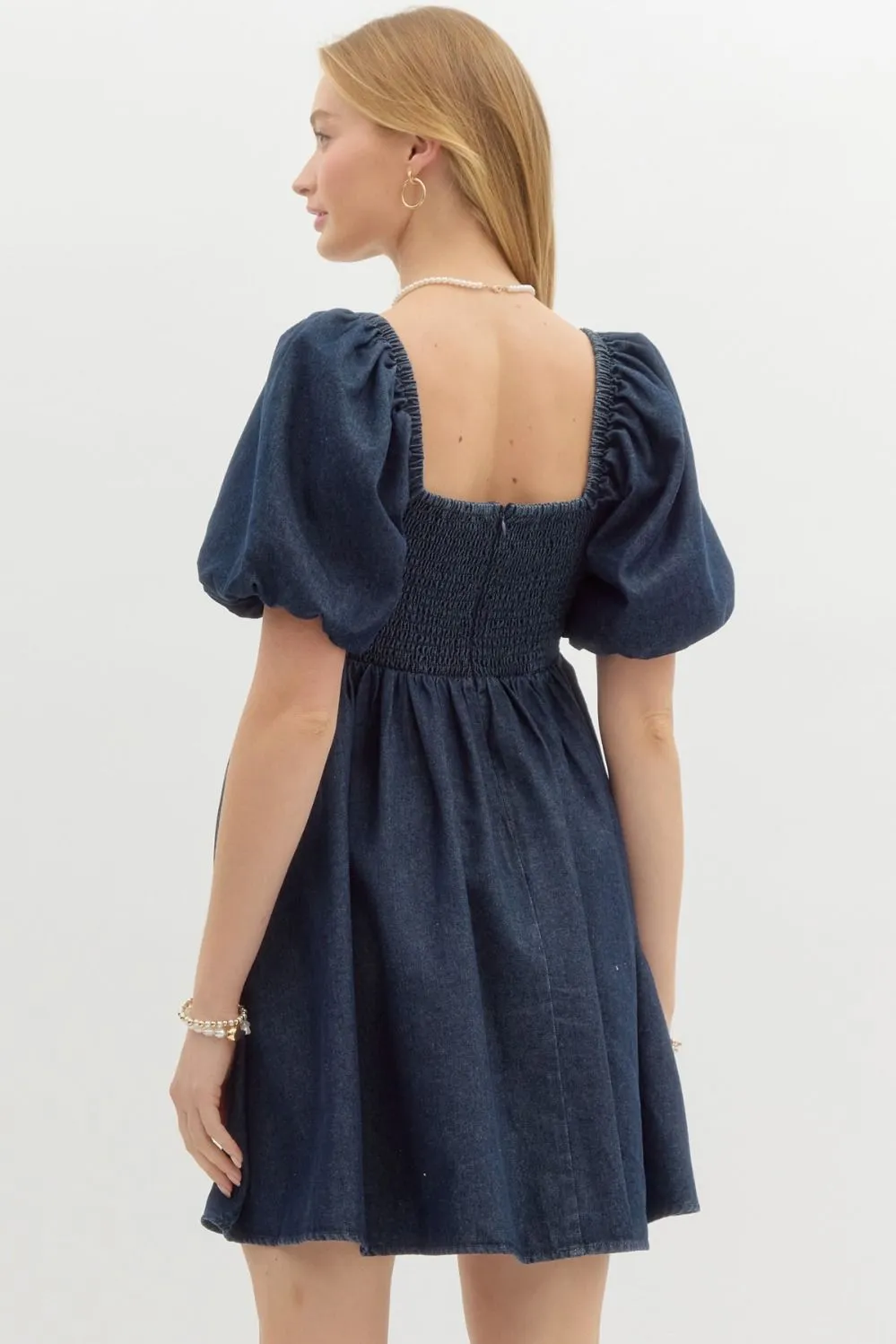 Entro Short Bubble Sleeve Babydoll Dress
