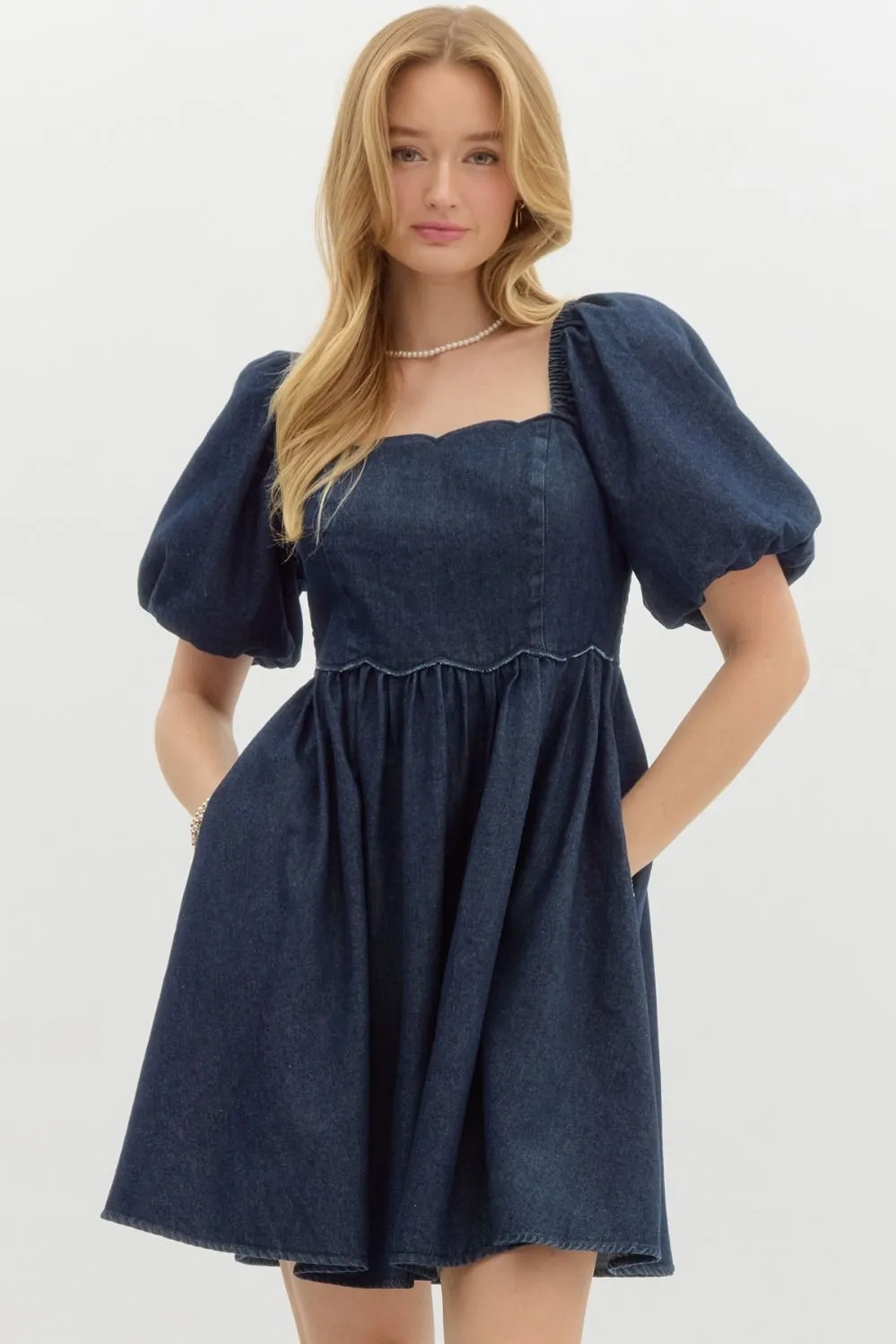 Entro Short Bubble Sleeve Babydoll Dress
