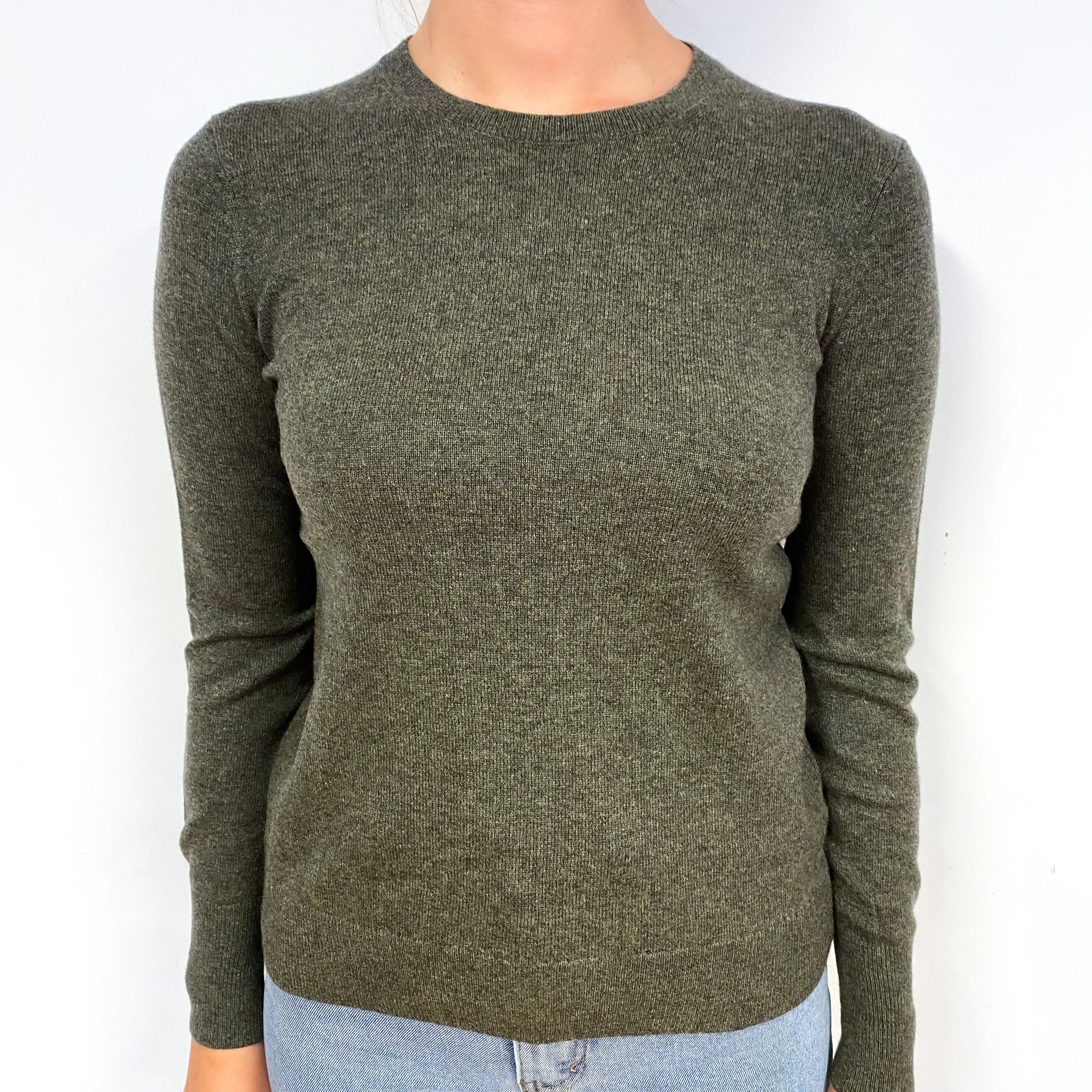 Everlane Khaki Green Cashmere Crew Neck Jumper Small