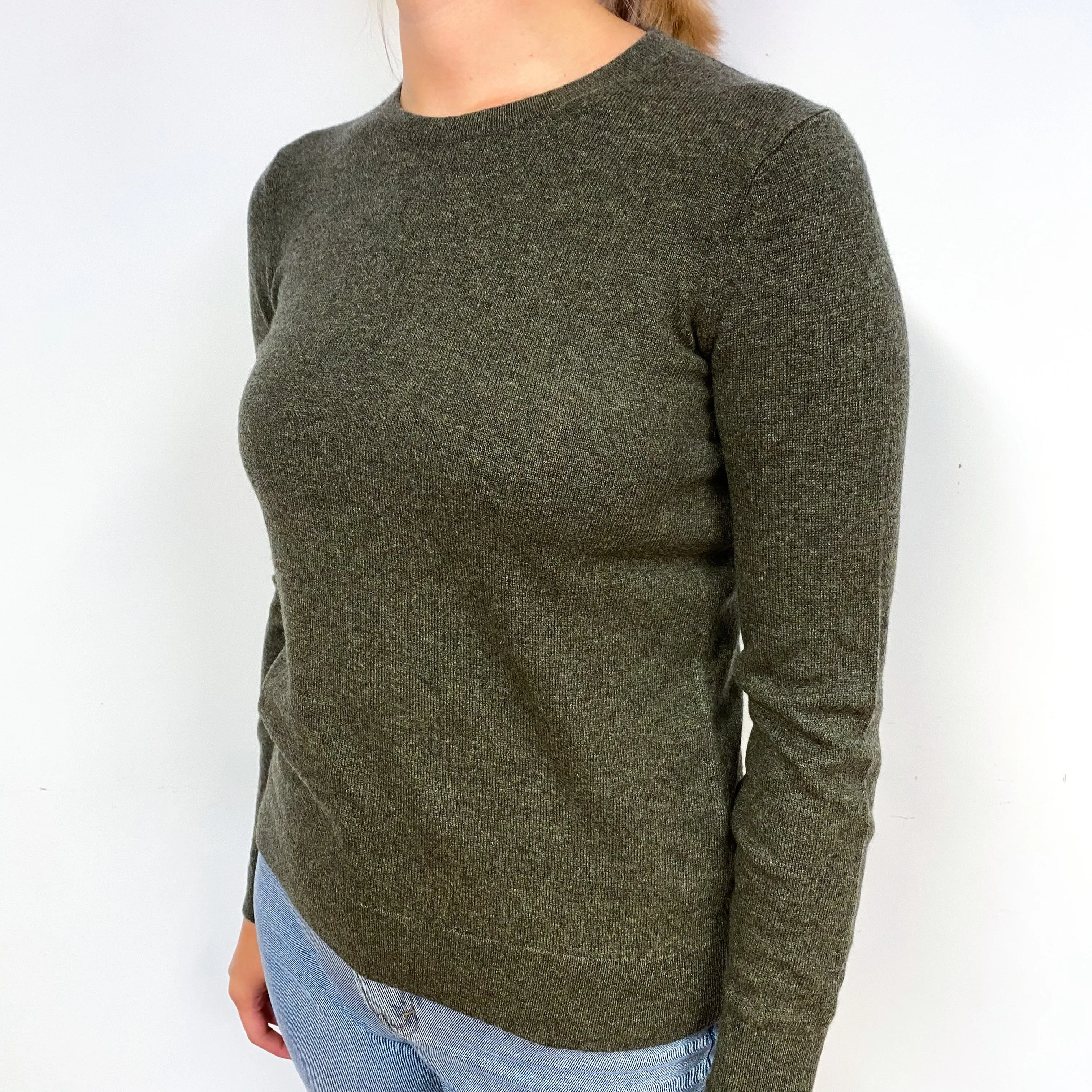 Everlane Khaki Green Cashmere Crew Neck Jumper Small