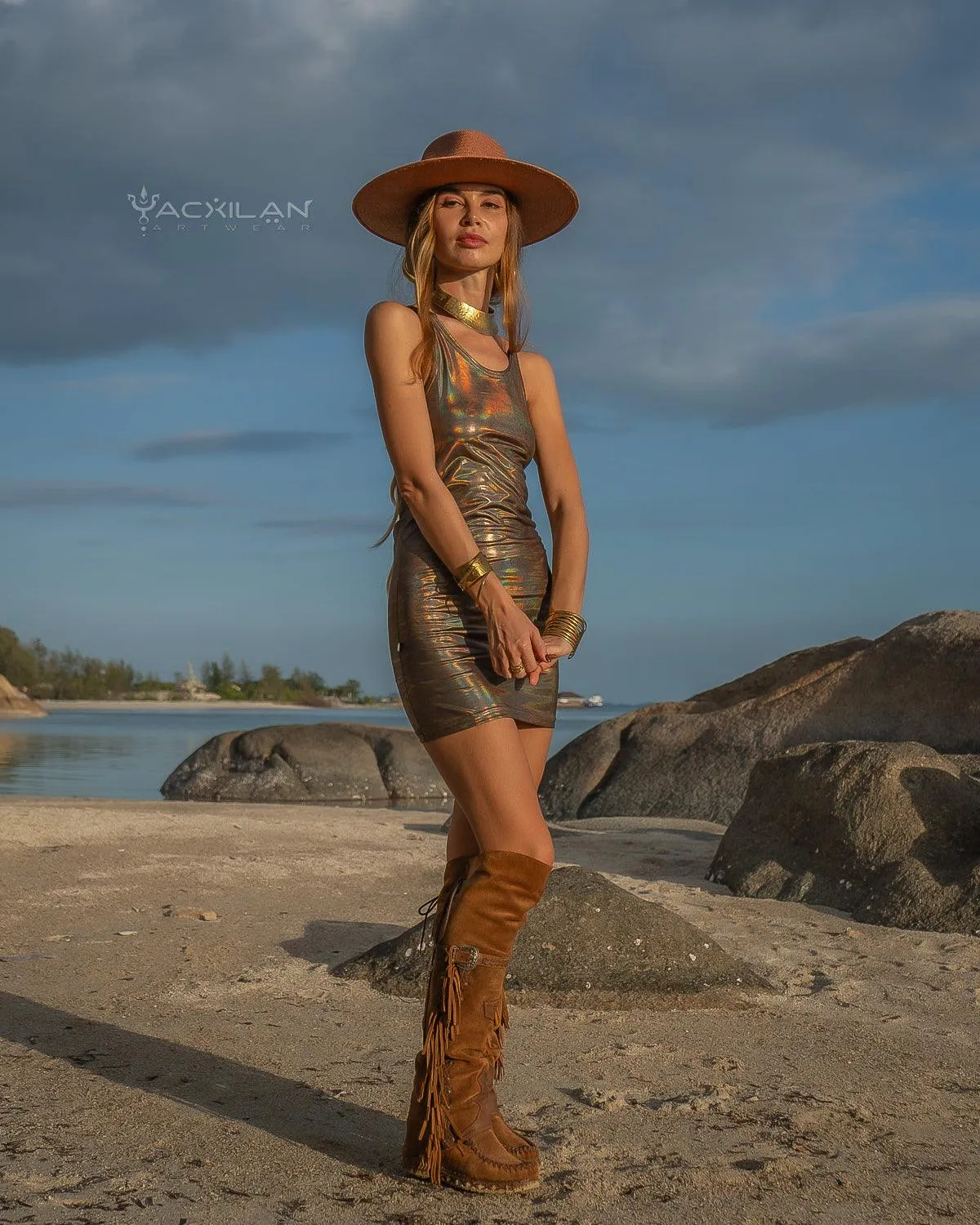 Fitted Dress - DEMETRIO Holographic Gold