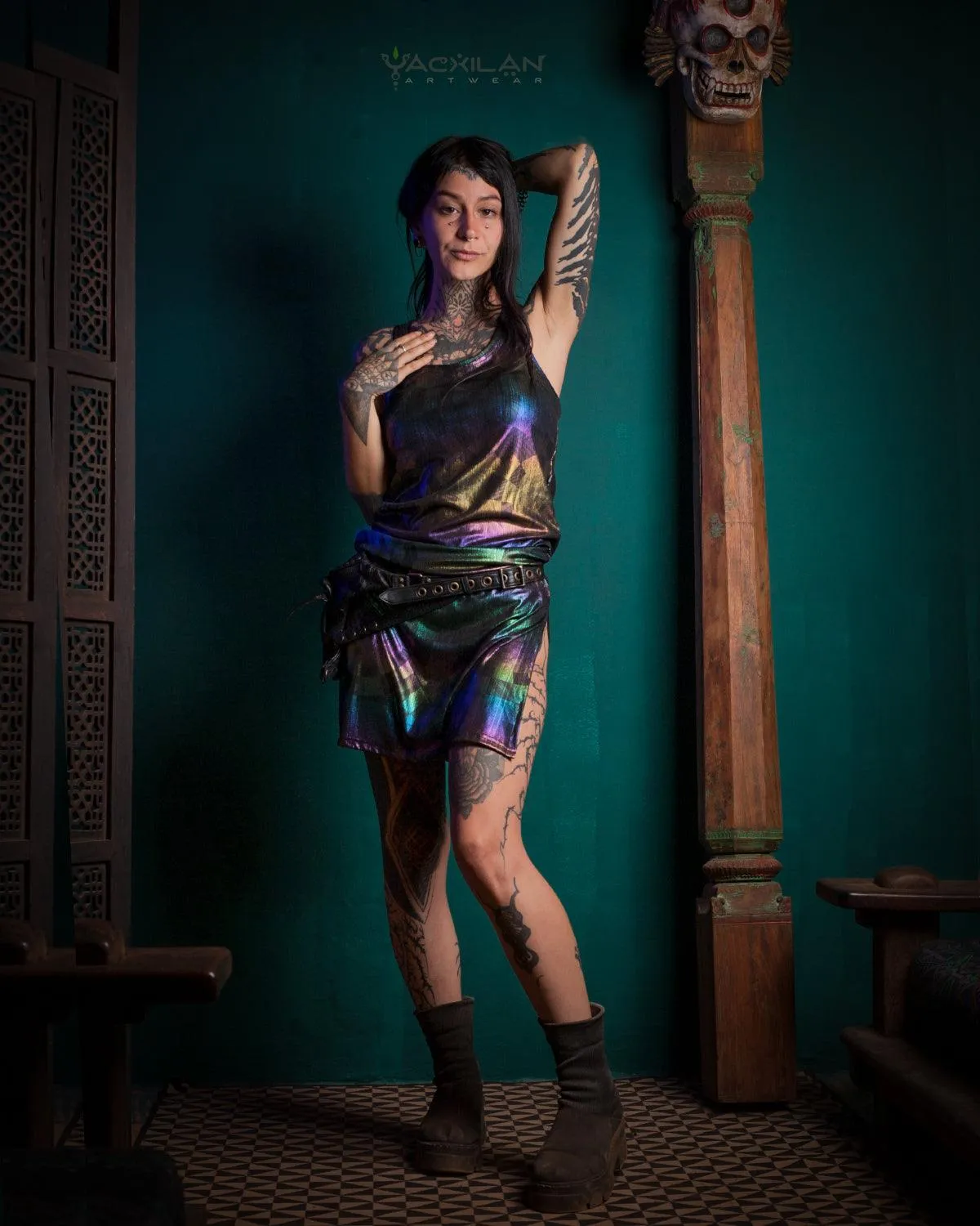 Fitted Dress / Holographic Rainbow Knits - MATZOKIO