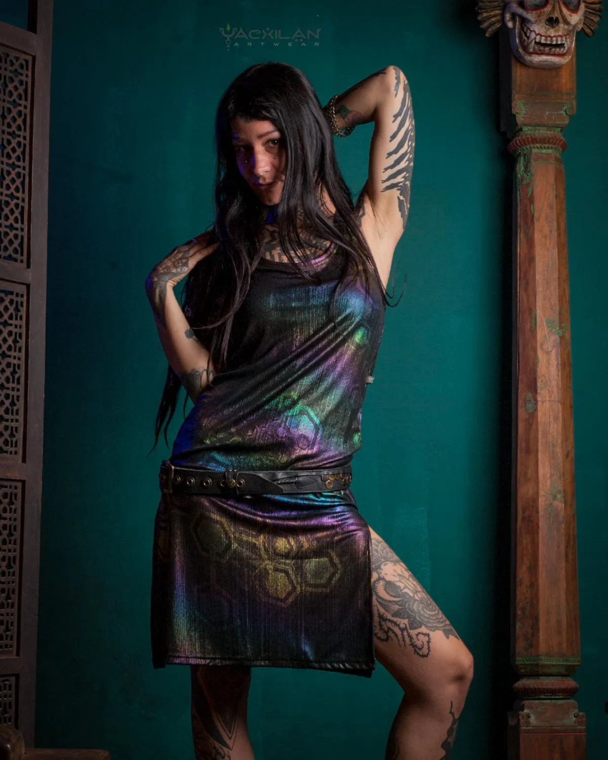 Fitted Dress / Holographic Rainbow Knits - MYCELIUM