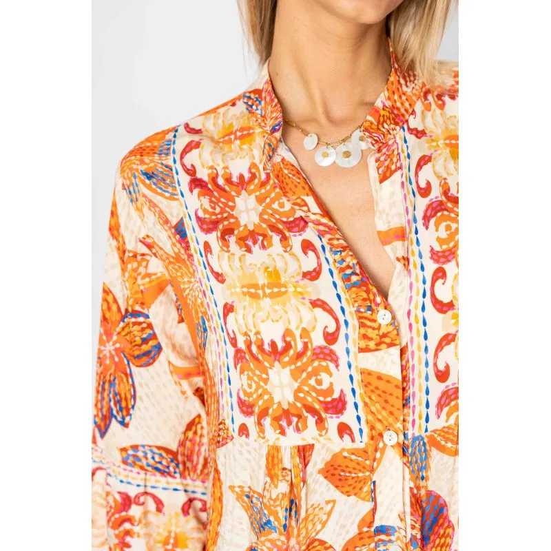 Flower Printed Baby Doll Dress-Orange