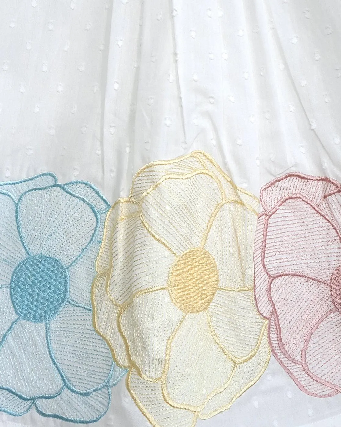 Flowers- Organic Cotton Putta Puff Sleeve Embroidered Girls Dress