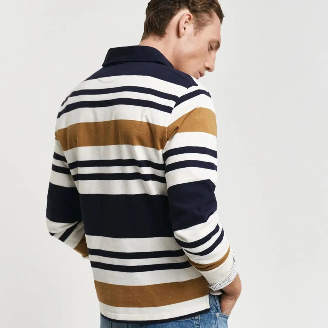 GANT Multi Striped Heavy Rugger in Cumin Beige