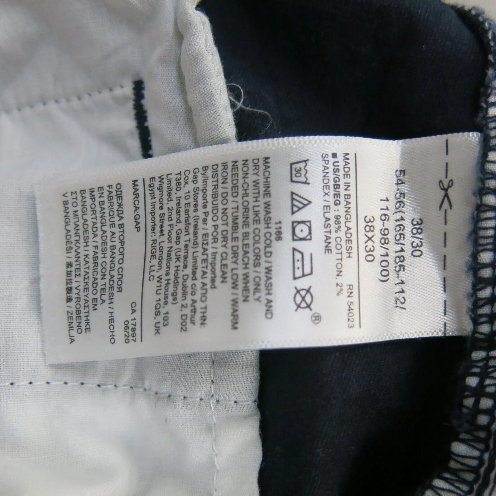 GAP Mens Slim Straight Leg Chino Pants Stretch Mid Rise Blue Size W38XL30