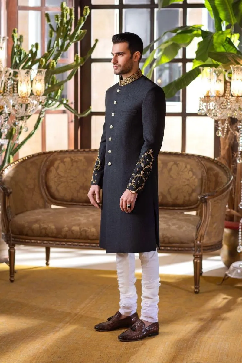 GEM Garments - Adl - Sherwani - Black - 1 Piece - Viscose Polyester