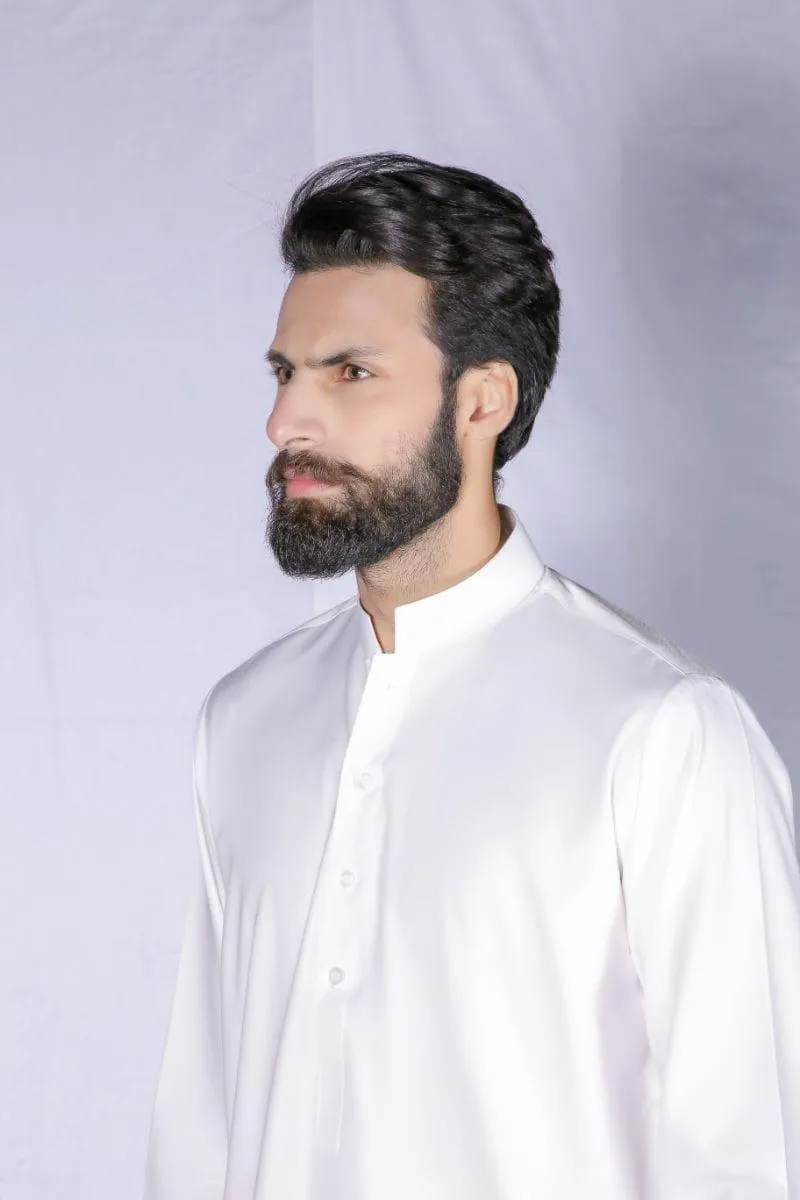 GEM Garments - Classic Off White Shalwar Kameez Band Collar - 2 Piece