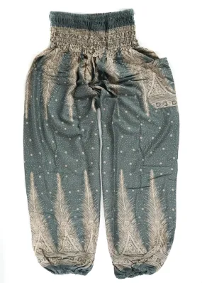Gray Peacock Light Feather Harem Pants