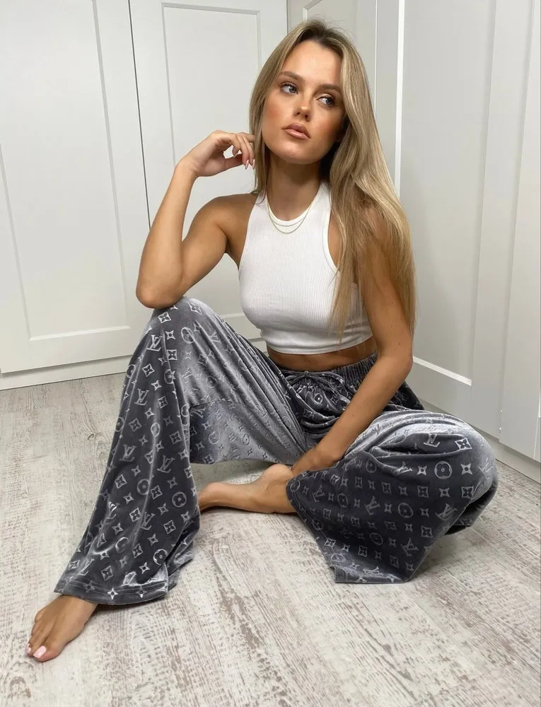 Grey Louie Velour Joggers