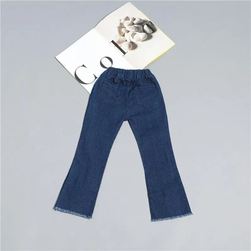 Grow Girl Bowknot Denim Flared Pants