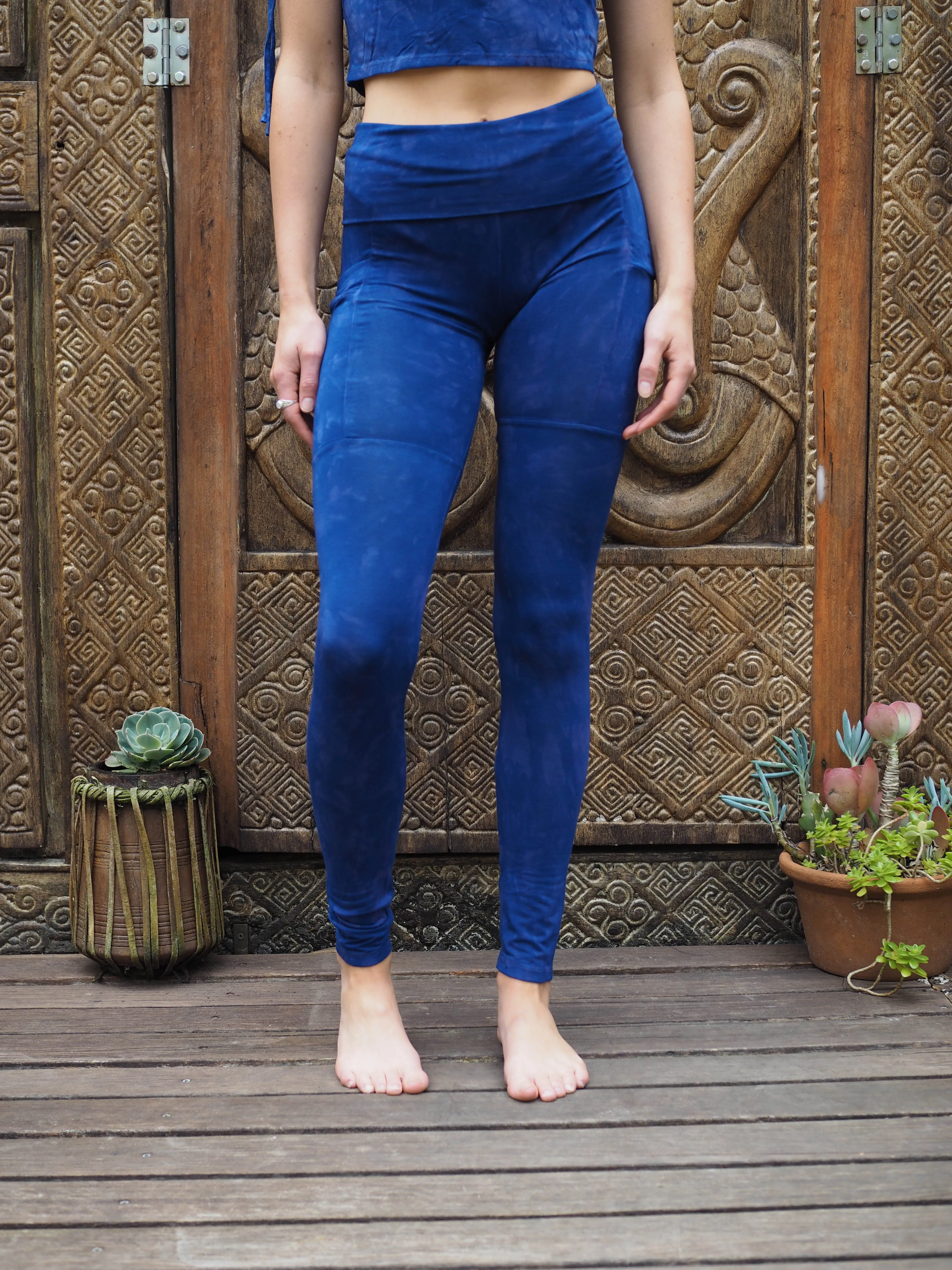 High Waist Pocket Yoga Tights - Electric Blue